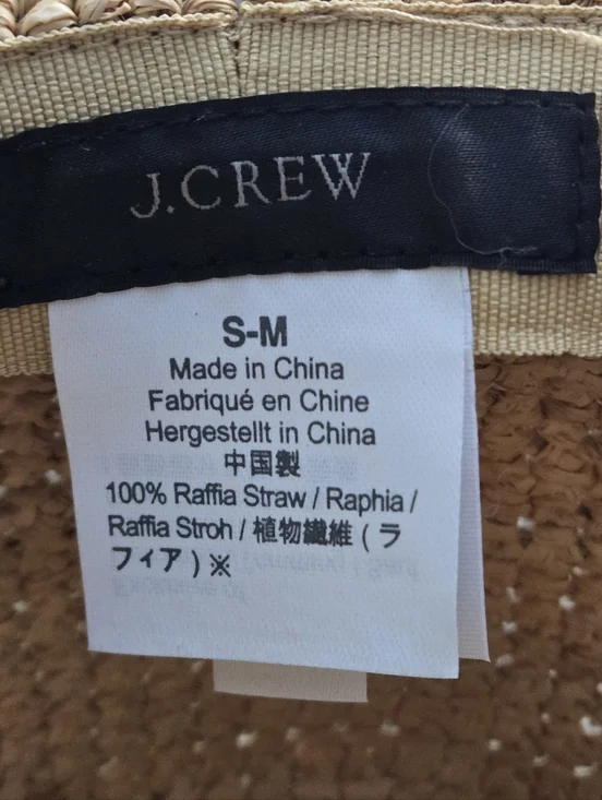 J. Crew G6551 Packable Foldable Raffia Straw Hat Natural Black Band Size S-M - Picture 6 of 11